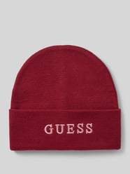 Czapka beanie z wyhaftowanym logo od Guess Bordowy - 8