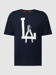 T-Shirt mit Label-Print Modell 'Meccano' von BOSS Orange Blau - 43