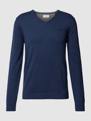 Strickpullover mit V-Ausschnitt Modell 'SEASONAL' von s.Oliver RED LABEL Blau - 44