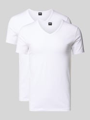 T-shirt met V-hals in een set van 2 stuks, model 'Modern' van BOSS - 42