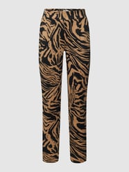 Stoffen broek met all-over motief, model 'KATE' van ICHI Bruin - 29
