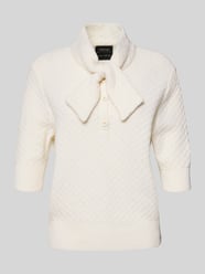 Sweter z dzianiny z mieszanki żywej wełny i kaszmiru z kokardą od Marc Cain - 48