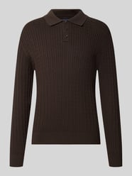 Sweter z dzianiny z kołnierzykiem polo i krótką listwą guzikową od MCNEAL - 19
