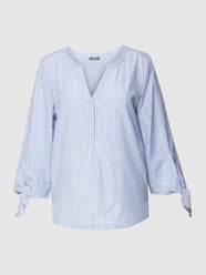 Blusenshirt mit Streifenmuster und Kellerfalte von Montego Blau - 39