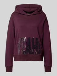 Hoodie aus Viskose-Mix mit Känguru-Tasche und Pailletten von Milano Italy Bordeaux - 28