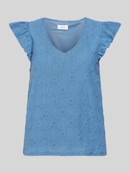 Bluse mit V-Ausschnitt Modell 'DELEA' von Vila Blau - 43