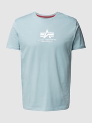 T-Shirt mit Label-Stitching Modell 'BASIC' von Alpha Industries Blau / Türkis - 47