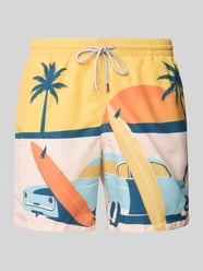 Regular Fit Badehose mit Label-Patch Modell 'Surf Car' von Zeybra - 23