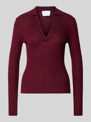 Ribgebreide pullover van wol van Style Icon Collection Bordeaux - 6