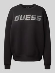 Sweatshirt mit Strasssteinbesatz Modell 'CECILIA' von Guess Activewear Schwarz - 11