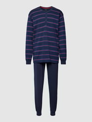 Pyjama mit kurzer Knopfleiste Modell 'RED LABEL' von Götzburg Wäsche Blau - 48