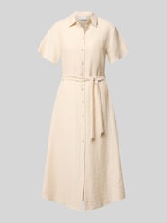 Midikleid aus Viskose-Mix mit Umlegekragen von COMMA Beige - 40