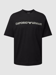 T-Shirt mit Label-Stitching von Emporio Armani Schwarz - 4