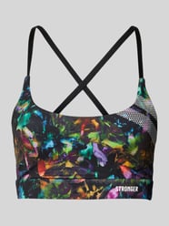 Sport-BH mit Label-Print Modell 'Etna' von Stronger Schwarz - 4