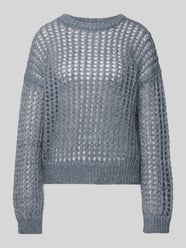 Strickpullover mit Lochstickerei von Stefanel Grau - 43