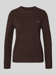 Strickpullover mit Zopfmuster und Label-Stitching von Gant - 10