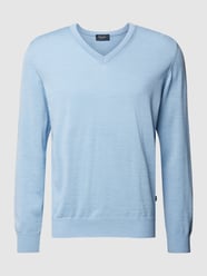 Gebreide pullover met V-hals van MAERZ Muenchen Blauw / turquoise - 9