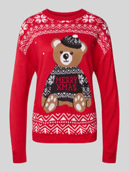Sweter o kroju regular fit z dzianiny z motywem świątecznym model ‘TEDDY’ od ONLY - 29