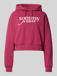 Bluza krótka z kapturem i nadrukiem z logo od Tommy Jeans Bordowy - 3