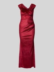 Abendkleid mit V-Ausschnitt von SISTAGLAM Rot - 11