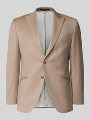 slim fit 2-knoops colbert van scheerwol van WILVORST Beige - 9