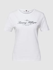 Slim fit T-shirt met labelprint van Tommy Hilfiger Wit - 42