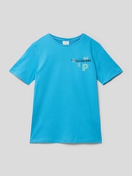 T-Shirt aus Baumwolle mit Statement-Print von s.Oliver RED LABEL Türkis - 44
