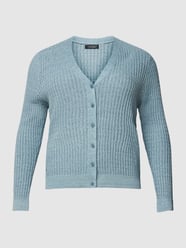 PLUS SIZE Strickjacke aus Leinen-Baumwoll-Mix im melierten Look von Lauren Ralph Lauren Curve Blau - 35