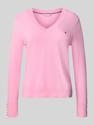 regular fit gebreide pullover van katoenmix van Tommy Hilfiger Fuchsia - 30