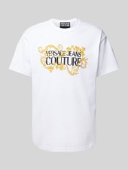 T-Shirt mit Motiv- und Label-Print von Versace Jeans Couture Weiß - 40