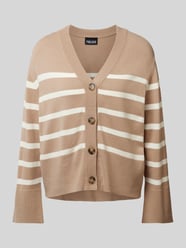 Regular Fit Strickjacke mit Streifenmuster Modell 'SIA' von Pieces Beige - 38