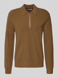 Strickpullover aus Wolle mit Reißverschluss Modell 'ISAKS' von Samsøe Samsøe Beige - 12