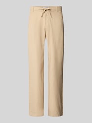 loose fit broek van mix van katoen en linnen model 'BRODY' van Selected Homme Beige - 18