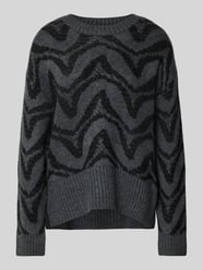 Oversized gebreide pullover met all-over motief, model 'JANE' van Only Grijs / zwart - 42