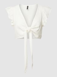 Korte top met volants, model 'MYMILO' van Vero Moda Wit - 43
