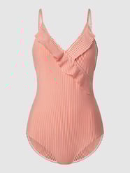 Badpak met streepmotief, model 'Striba Bly Frill' van Becksöndergaard Oranje - 6