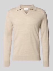 Strickpullover mit Polokragen und V-Ausschnitt von Profuomo Beige - 2