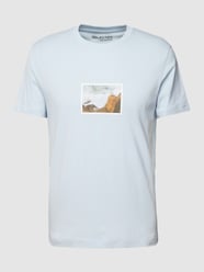 T-shirt van puur katoen met motiefprint, model 'ALOHA' van Selected Homme Blauw - 32