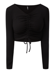 Cropped Shirt mit Raffungen Modell 'Shia' von Only Schwarz - 19