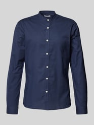 Slim Fit Freizeithemd mit Stehkragen Modell 'Oxford' von Lindbergh Blau - 17