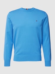 Gebreide pullover met labelstitching van Tommy Hilfiger Turquoise - 41