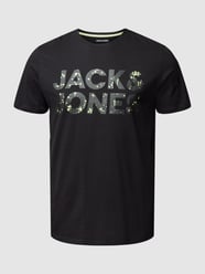 PLUS SIZE T-shirt met labelprint, model 'NEON POP' van Jack & Jones Plus Grijs / zwart - 25