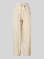 Stoffhose aus Leinen-Viskose-Mix mit elastischem Bund von ICHI Beige - 28