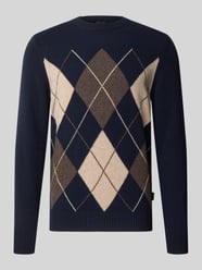 Regular Fit Strickpullover aus Woll-Mix mit Karo-Muster von bugatti - 19