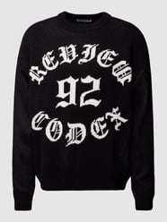Gebreide pullover met labelstitching van REVIEW Zwart - 14