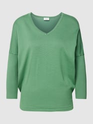 Gebreide pullover met V-hals, model 'Mila' van Saint Tropez Groen - 34