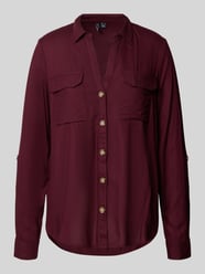 Regular fit overhemdblouse van pure viscose, model 'BUMPY' van Vero Moda Bordeaux - 16