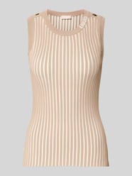 Tricottop van viscosemix met sierknopen van Liu Jo Sport Beige - 2