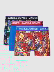 Obcisłe bokserki ze wzorem z logo w zestawie 3 szt. model ‘AZORES’ od Jack & Jones Czerwony - 11