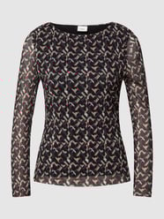 Shirt met lange mouwen met all-over motief van s.Oliver BLACK LABEL Zwart - 18